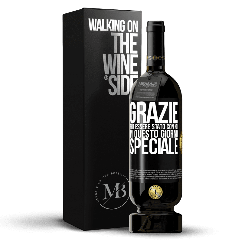 49,95 € Spedizione Gratuita | Vino rosso Edizione Premium MBS® Riserva Grazie per essere stato con noi in questo giorno speciale Etichetta Nera. Etichetta personalizzabile Riserva 12 Mesi Raccogliere 2016 Tempranillo