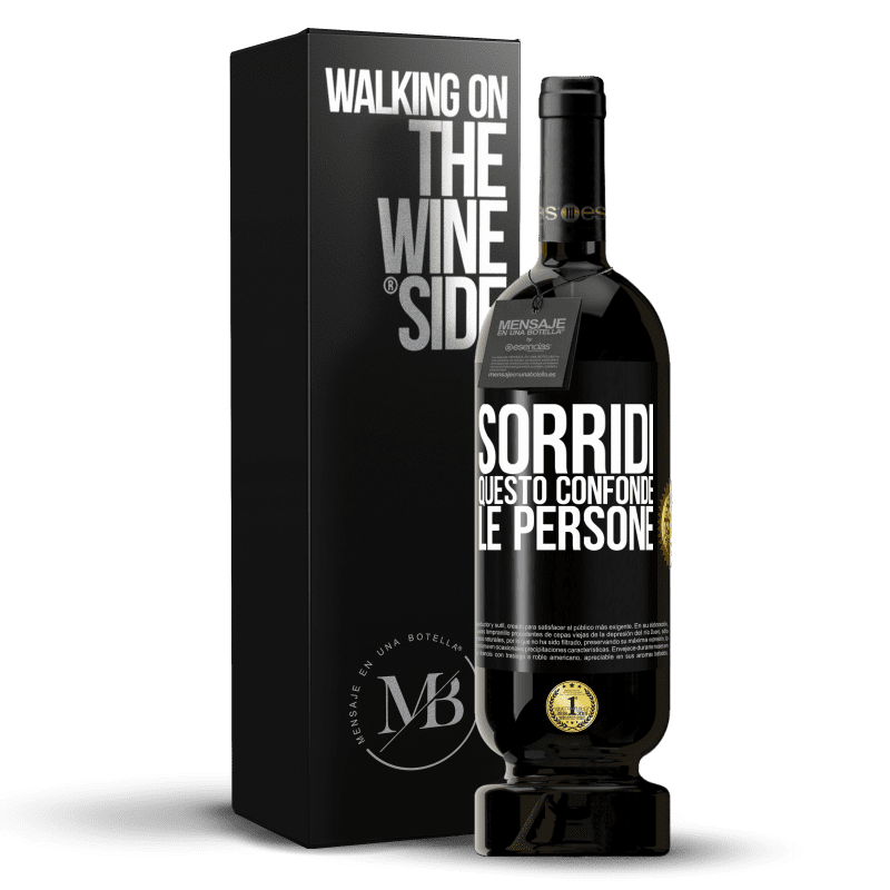 49,95 € Spedizione Gratuita | Vino rosso Edizione Premium MBS® Riserva Sorridi, questo confonde le persone Etichetta Nera. Etichetta personalizzabile Riserva 12 Mesi Raccogliere 2015 Tempranillo