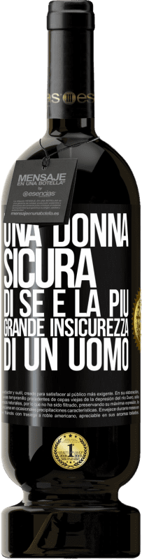49,95 € Spedizione Gratuita | Vino rosso Edizione Premium MBS® Riserva Una donna sicura di sé è la più grande insicurezza di un uomo Etichetta Nera. Etichetta personalizzabile Riserva 12 Mesi Raccogliere 2016 Tempranillo