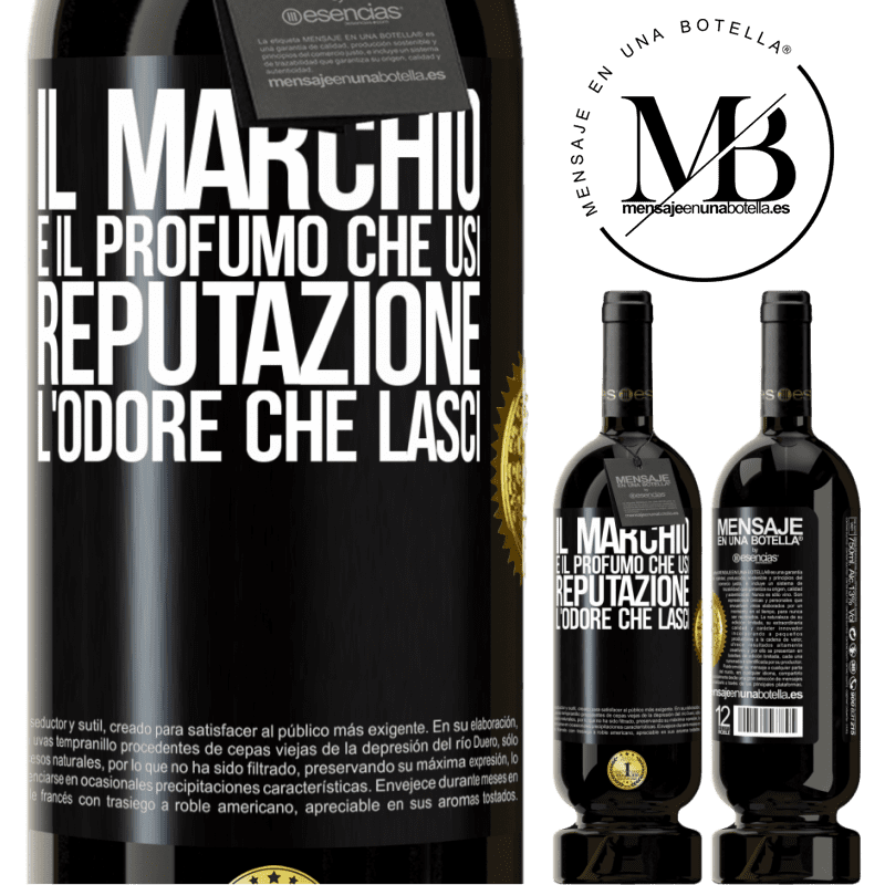 49,95 € Spedizione Gratuita | Vino rosso Edizione Premium MBS® Riserva Il marchio è il profumo che usi. Reputazione, l'odore che lasci Etichetta Nera. Etichetta personalizzabile Riserva 12 Mesi Raccogliere 2016 Tempranillo