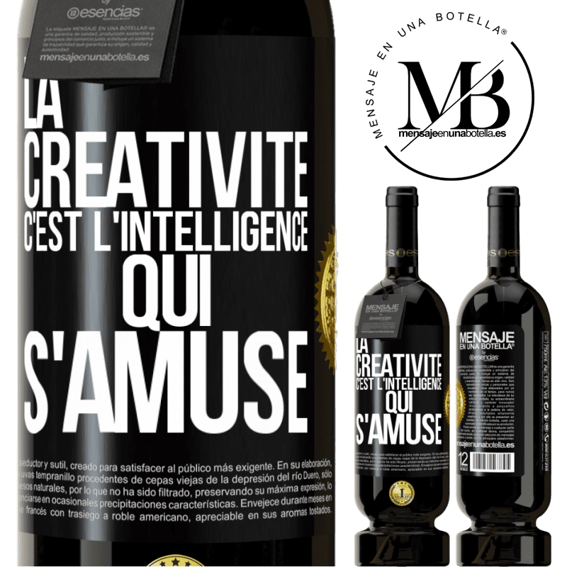 49,95 € Envoi gratuit | Vin rouge Édition Premium MBS® Réserve La créativité c'est l'intelligence qui s'amuse Étiquette Noire. Étiquette personnalisable Réserve 12 Mois Récolte 2014 Tempranillo