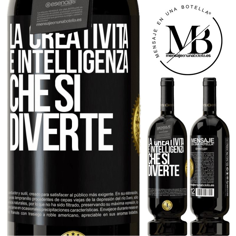 49,95 € Spedizione Gratuita | Vino rosso Edizione Premium MBS® Riserva La creatività è intelligenza che si diverte Etichetta Nera. Etichetta personalizzabile Riserva 12 Mesi Raccogliere 2014 Tempranillo