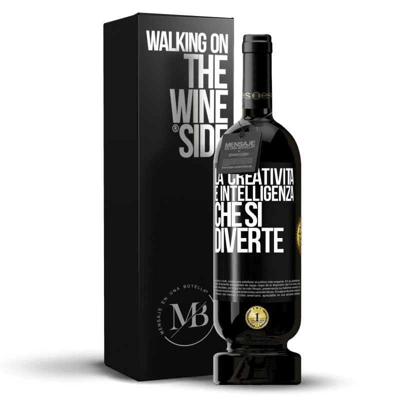 49,95 € Spedizione Gratuita | Vino rosso Edizione Premium MBS® Riserva La creatività è intelligenza che si diverte Etichetta Nera. Etichetta personalizzabile Riserva 12 Mesi Raccogliere 2015 Tempranillo