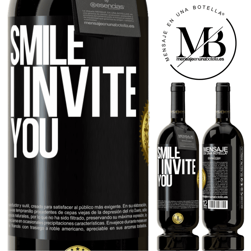 29,95 € Free Shipping | Red Wine Premium Edition MBS® Reserva Smile I invite you Black Label. Customizable label Reserva 12 Months Harvest 2014 Tempranillo