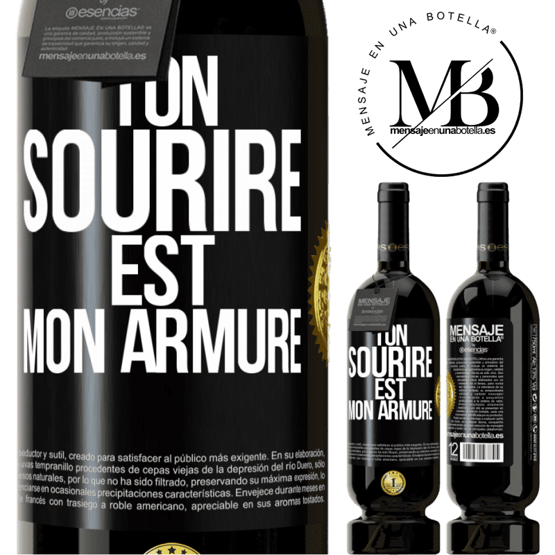 49,95 € Envoi gratuit | Vin rouge Édition Premium MBS® Réserve Ton sourire est mon armure Étiquette Noire. Étiquette personnalisable Réserve 12 Mois Récolte 2014 Tempranillo