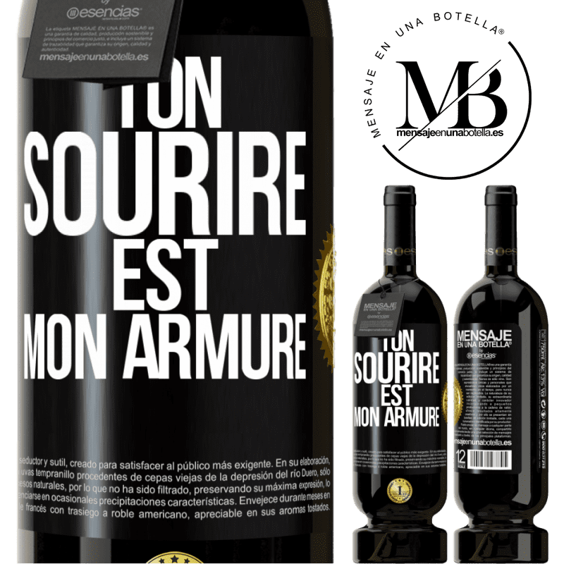 49,95 € Envoi gratuit | Vin rouge Édition Premium MBS® Réserve Ton sourire est mon armure Étiquette Noire. Étiquette personnalisable Réserve 12 Mois Récolte 2016 Tempranillo