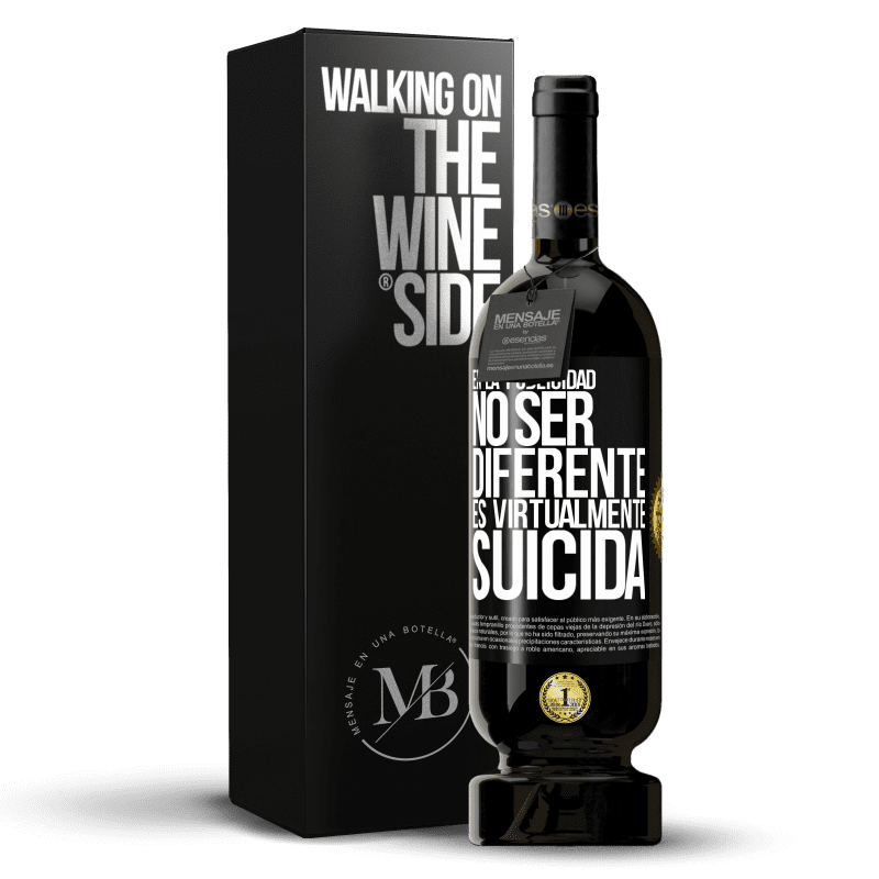 49,95 € Envío gratis | Vino Tinto Edición Premium MBS® Reserva En la publicidad, no ser diferente es virtualmente suicida Etiqueta Negra. Etiqueta personalizable Reserva 12 Meses Cosecha 2015 Tempranillo