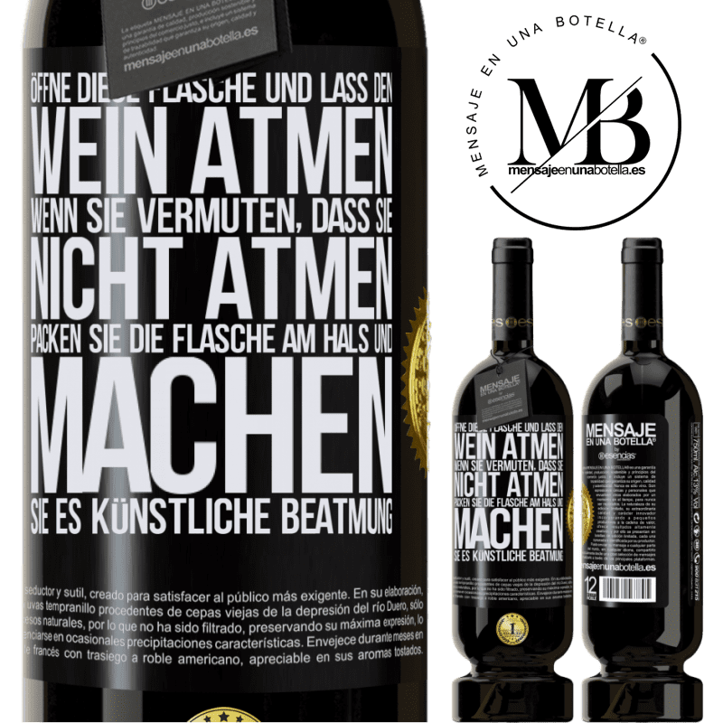 49,95 € Kostenloser Versand | Rotwein Premium Ausgabe MBS® Reserve Öffnen Sie diese Flasche und lassen Sie den Wein atmen. Wenn Sie vermuten, dass er nicht atmet, packen Sie die Flasche am Hals u Schwarzes Etikett. Anpassbares Etikett Reserve 12 Monate Ernte 2014 Tempranillo