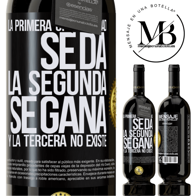 49,95 € Envío gratis | Vino Tinto Edición Premium MBS® Reserva La primera oportunidad se da, la segunda se gana, y la tercera no existe Etiqueta Negra. Etiqueta personalizable Reserva 12 Meses Cosecha 2016 Tempranillo