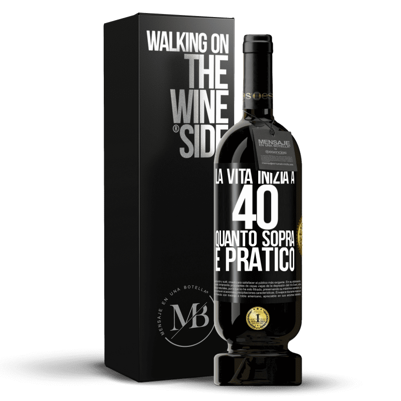 49,95 € Spedizione Gratuita | Vino rosso Edizione Premium MBS® Riserva La vita inizia a 40 anni. Quanto sopra è pratico Etichetta Nera. Etichetta personalizzabile Riserva 12 Mesi Raccogliere 2015 Tempranillo