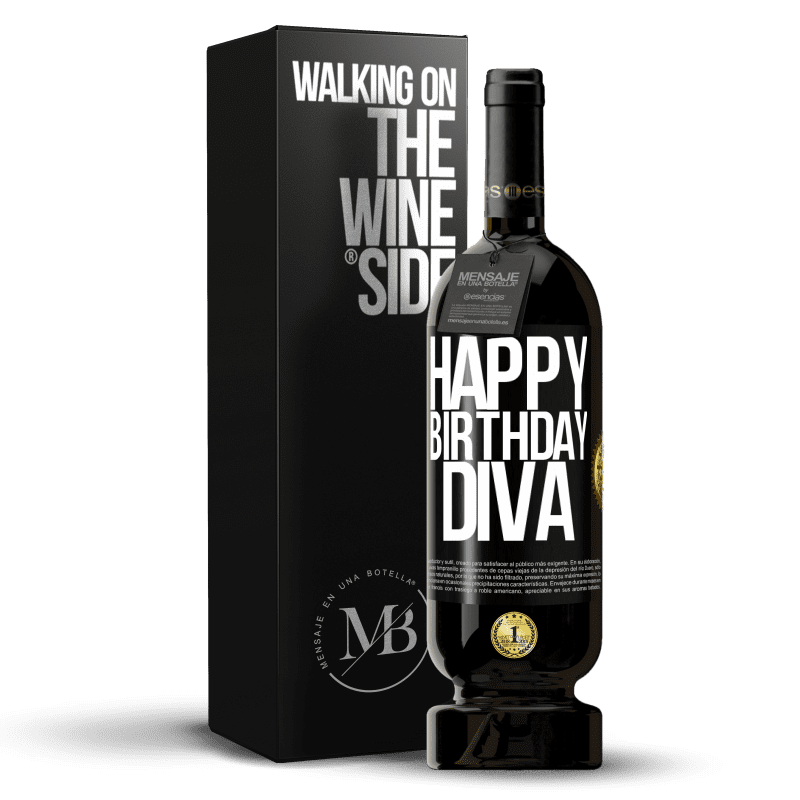 49,95 € Free Shipping | Red Wine Premium Edition MBS® Reserve Happy birthday Diva Black Label. Customizable label Reserve 12 Months Harvest 2014 Tempranillo