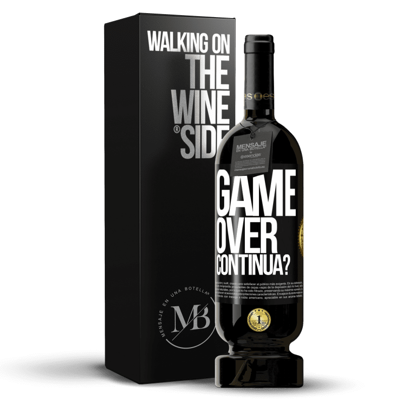 49,95 € Spedizione Gratuita | Vino rosso Edizione Premium MBS® Riserva GAME OVER. Continua? Etichetta Nera. Etichetta personalizzabile Riserva 12 Mesi Raccogliere 2015 Tempranillo