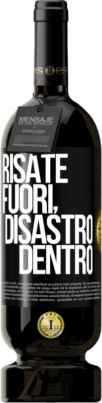 49,95 € Spedizione Gratuita | Vino rosso Edizione Premium MBS® Riserva Risate fuori, disastro dentro Etichetta Nera. Etichetta personalizzabile Riserva 12 Mesi Raccogliere 2014 Tempranillo