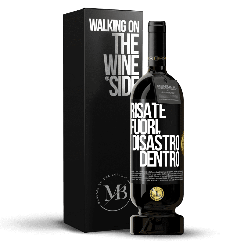 49,95 € Spedizione Gratuita | Vino rosso Edizione Premium MBS® Riserva Risate fuori, disastro dentro Etichetta Nera. Etichetta personalizzabile Riserva 12 Mesi Raccogliere 2015 Tempranillo