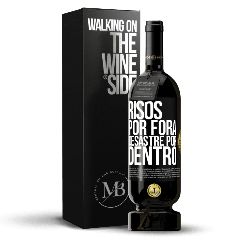 49,95 € Envio grátis | Vinho tinto Edição Premium MBS® Reserva Risos por fora, desastre por dentro Etiqueta Preta. Etiqueta personalizável Reserva 12 Meses Colheita 2014 Tempranillo