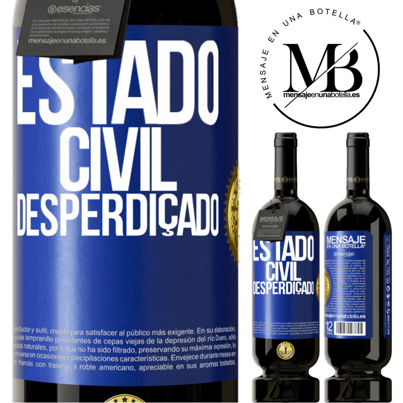 49,95 € Envio grátis | Vinho tinto Edição Premium MBS® Reserva Estado civil: desperdiçado Etiqueta Azul. Etiqueta personalizável Reserva 12 Meses Colheita 2014 Tempranillo