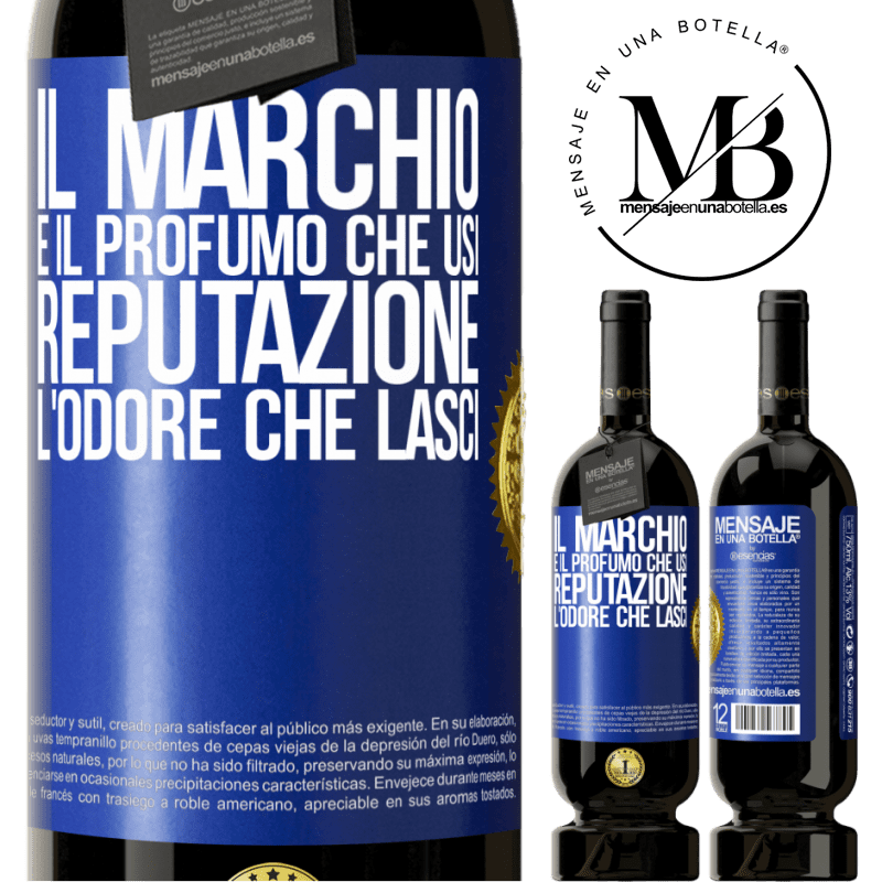 49,95 € Spedizione Gratuita | Vino rosso Edizione Premium MBS® Riserva Il marchio è il profumo che usi. Reputazione, l'odore che lasci Etichetta Blu. Etichetta personalizzabile Riserva 12 Mesi Raccogliere 2015 Tempranillo