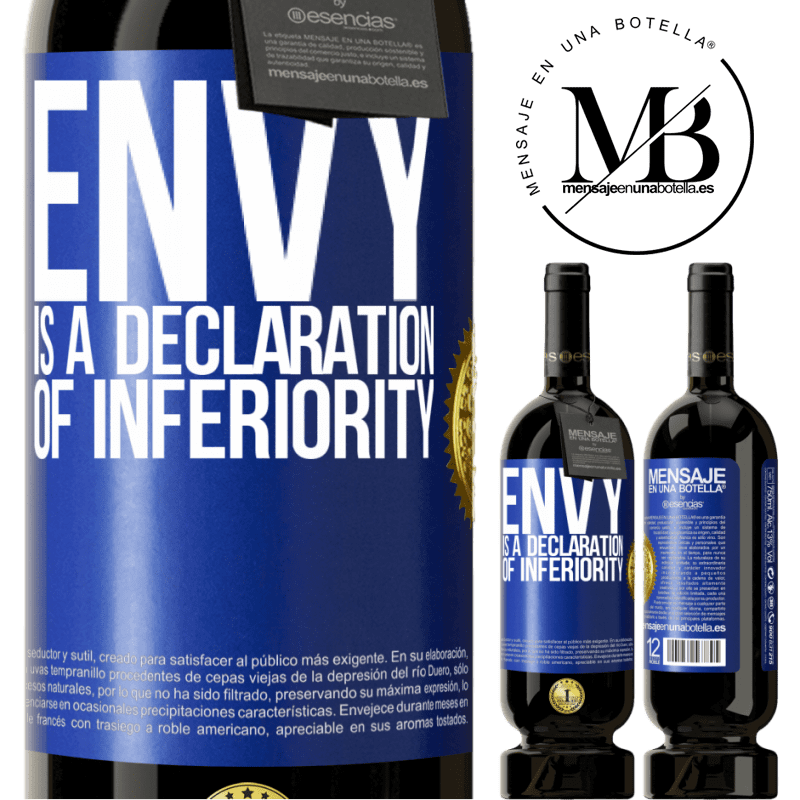 29,95 € Free Shipping | Red Wine Premium Edition MBS® Reserva Envy is a declaration of inferiority Blue Label. Customizable label Reserva 12 Months Harvest 2014 Tempranillo