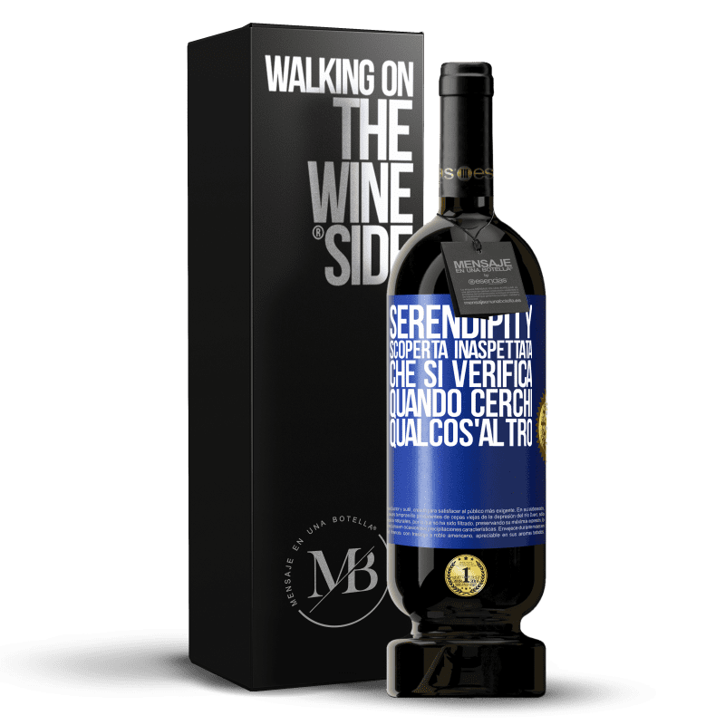 49,95 € Spedizione Gratuita | Vino rosso Edizione Premium MBS® Riserva Serendipity. Scoperta inaspettata che si verifica quando cerchi qualcos'altro Etichetta Blu. Etichetta personalizzabile Riserva 12 Mesi Raccogliere 2016 Tempranillo