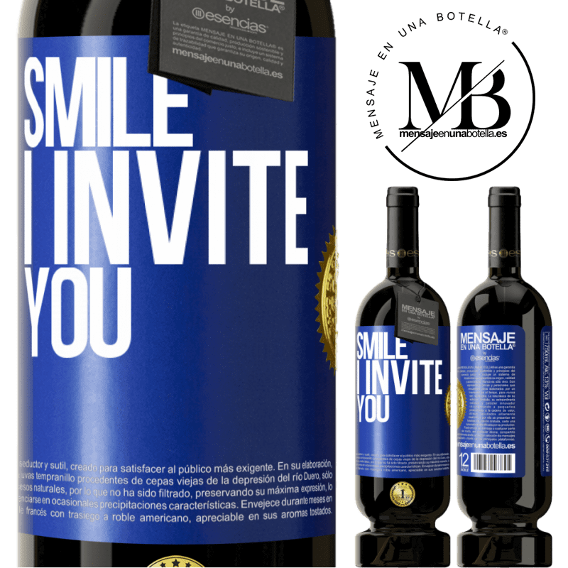 29,95 € Free Shipping | Red Wine Premium Edition MBS® Reserva Smile I invite you Blue Label. Customizable label Reserva 12 Months Harvest 2014 Tempranillo