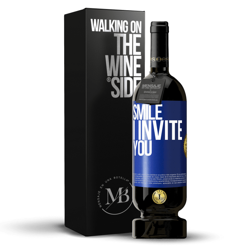 49,95 € Free Shipping | Red Wine Premium Edition MBS® Reserve Smile I invite you Blue Label. Customizable label Reserve 12 Months Harvest 2014 Tempranillo