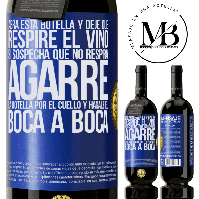 49,95 € Envío gratis | Vino Tinto Edición Premium MBS® Reserva Abra esta botella y deje que respire el vino. Si sospecha que no respira, agarre la botella por el cuello y hágale el boca a Etiqueta Azul. Etiqueta personalizable Reserva 12 Meses Cosecha 2014 Tempranillo