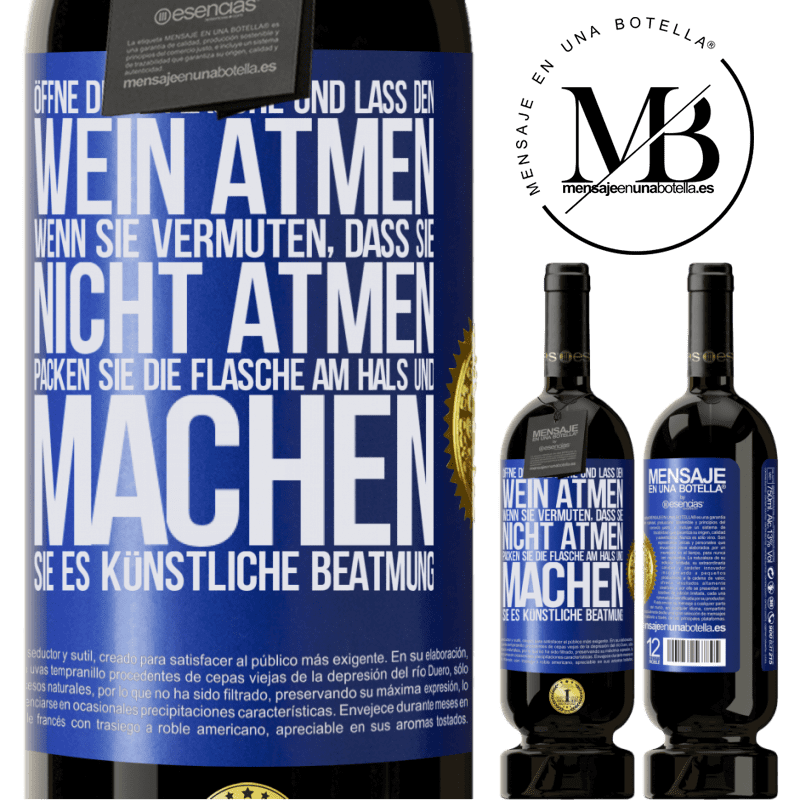 49,95 € Kostenloser Versand | Rotwein Premium Ausgabe MBS® Reserve Öffnen Sie diese Flasche und lassen Sie den Wein atmen. Wenn Sie vermuten, dass er nicht atmet, packen Sie die Flasche am Hals u Blaue Markierung. Anpassbares Etikett Reserve 12 Monate Ernte 2014 Tempranillo