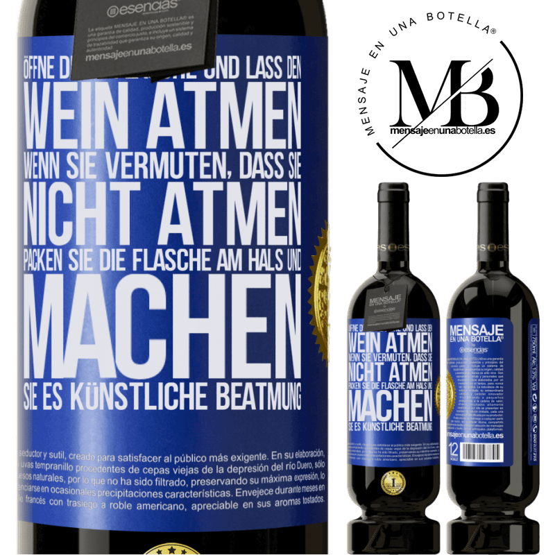 49,95 € Kostenloser Versand | Rotwein Premium Ausgabe MBS® Reserve Öffnen Sie diese Flasche und lassen Sie den Wein atmen. Wenn Sie vermuten, dass er nicht atmet, packen Sie die Flasche am Hals u Blaue Markierung. Anpassbares Etikett Reserve 12 Monate Ernte 2016 Tempranillo