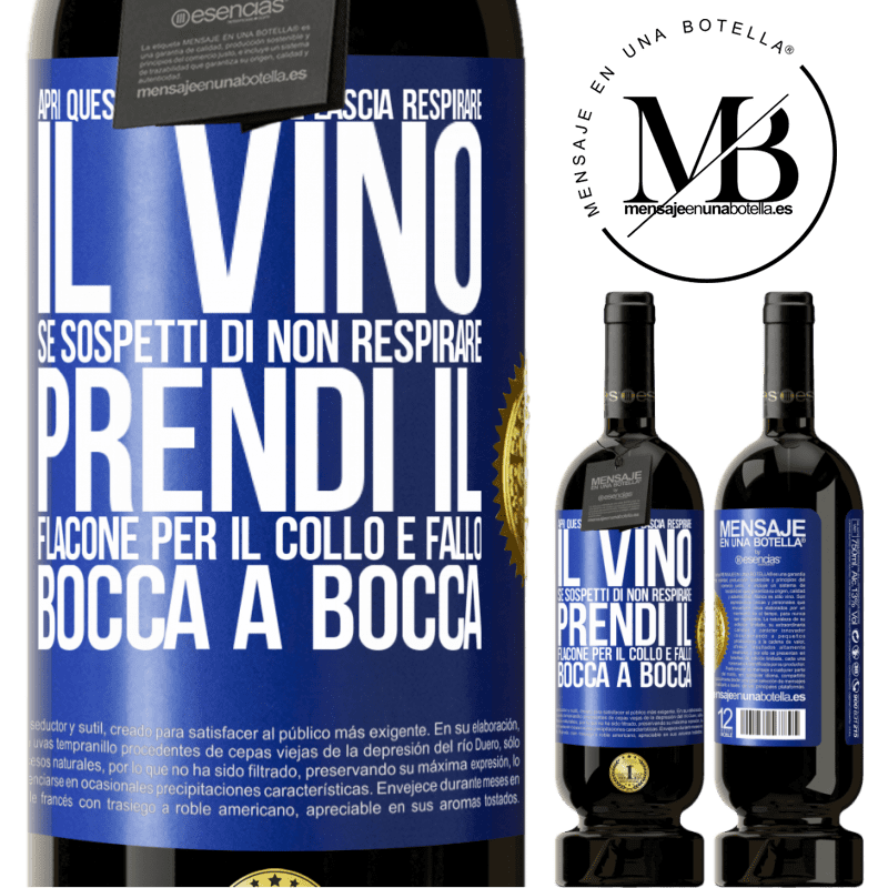 49,95 € Spedizione Gratuita | Vino rosso Edizione Premium MBS® Riserva Apri questa bottiglia e lascia respirare il vino. Se sospetti di non respirare, prendi il flacone per il collo e fallo bocca Etichetta Blu. Etichetta personalizzabile Riserva 12 Mesi Raccogliere 2016 Tempranillo
