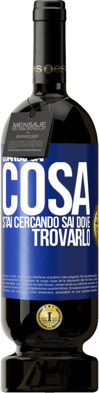 49,95 € Spedizione Gratuita | Vino rosso Edizione Premium MBS® Riserva Quando sai cosa stai cercando, sai dove trovarlo Etichetta Blu. Etichetta personalizzabile Riserva 12 Mesi Raccogliere 2016 Tempranillo