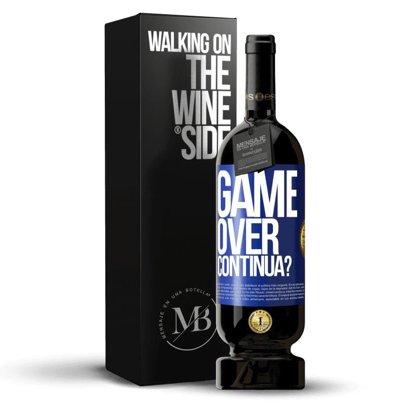 49,95 € Spedizione Gratuita | Vino rosso Edizione Premium MBS® Riserva GAME OVER. Continua? Etichetta Blu. Etichetta personalizzabile Riserva 12 Mesi Raccogliere 2015 Tempranillo