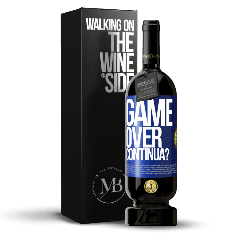 49,95 € Spedizione Gratuita | Vino rosso Edizione Premium MBS® Riserva GAME OVER. Continua? Etichetta Blu. Etichetta personalizzabile Riserva 12 Mesi Raccogliere 2016 Tempranillo