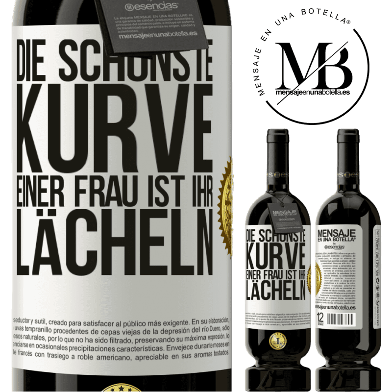49,95 € Kostenloser Versand | Rotwein Premium Ausgabe MBS® Reserve Die schönste Kurve einer Frau ist ihr Lächeln Weißes Etikett. Anpassbares Etikett Reserve 12 Monate Ernte 2016 Tempranillo