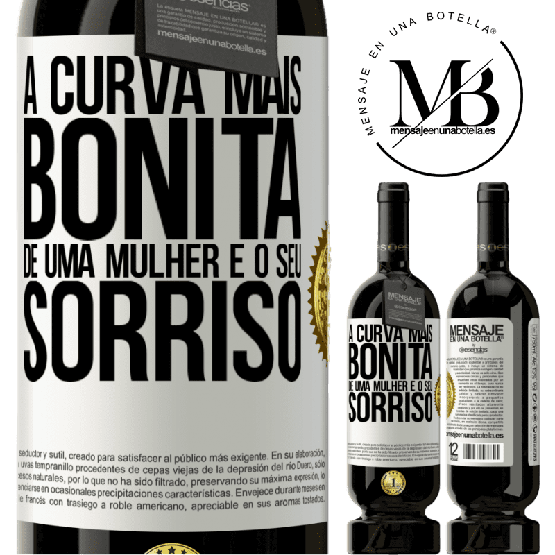 49,95 € Envio grátis | Vinho tinto Edição Premium MBS® Reserva A curva mais bonita de uma mulher é o seu sorriso Etiqueta Branca. Etiqueta personalizável Reserva 12 Meses Colheita 2015 Tempranillo