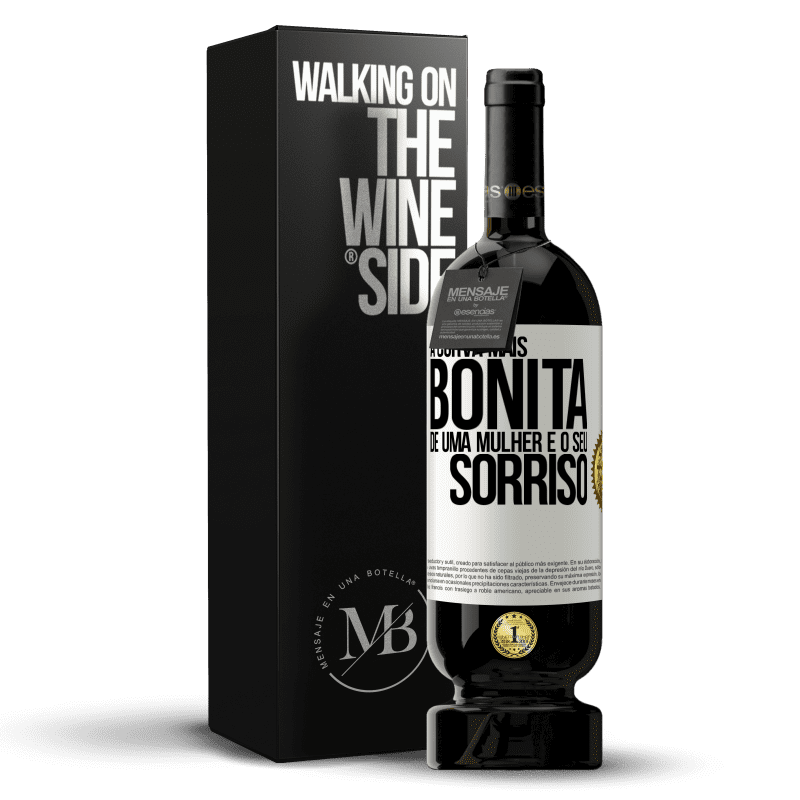 49,95 € Envio grátis | Vinho tinto Edição Premium MBS® Reserva A curva mais bonita de uma mulher é o seu sorriso Etiqueta Branca. Etiqueta personalizável Reserva 12 Meses Colheita 2015 Tempranillo