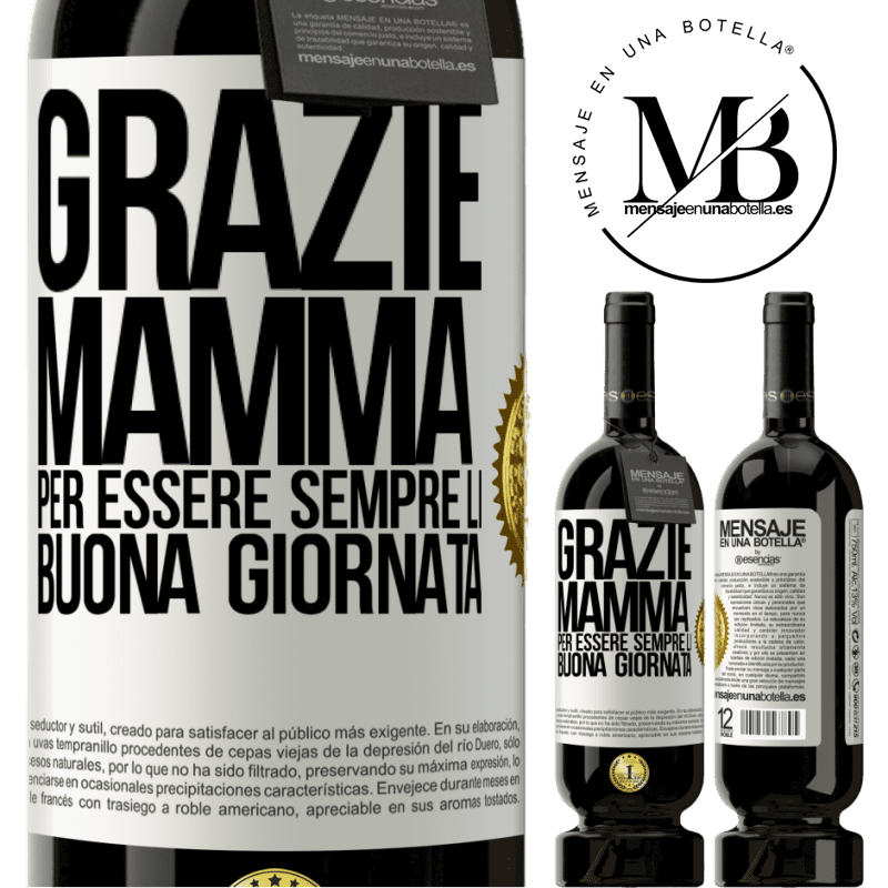 49,95 € Spedizione Gratuita | Vino rosso Edizione Premium MBS® Riserva Grazie mamma, per essere sempre lì. Buona giornata Etichetta Bianca. Etichetta personalizzabile Riserva 12 Mesi Raccogliere 2014 Tempranillo