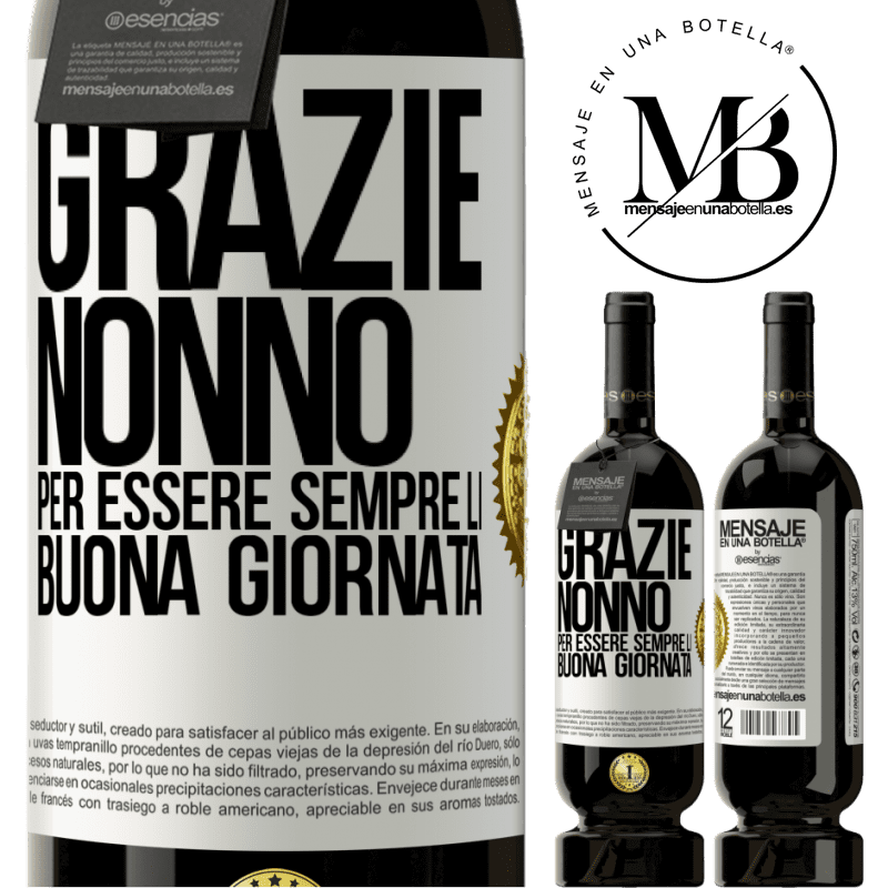 49,95 € Spedizione Gratuita | Vino rosso Edizione Premium MBS® Riserva Grazie nonno, per essere sempre lì. Buona giornata Etichetta Bianca. Etichetta personalizzabile Riserva 12 Mesi Raccogliere 2014 Tempranillo