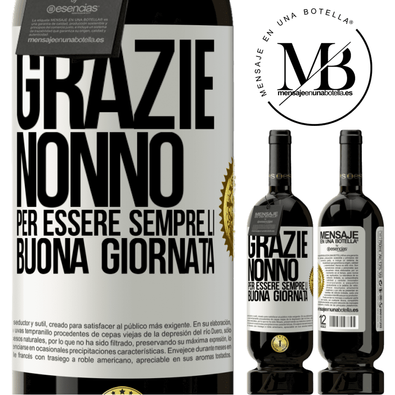 49,95 € Spedizione Gratuita | Vino rosso Edizione Premium MBS® Riserva Grazie nonno, per essere sempre lì. Buona giornata Etichetta Bianca. Etichetta personalizzabile Riserva 12 Mesi Raccogliere 2016 Tempranillo