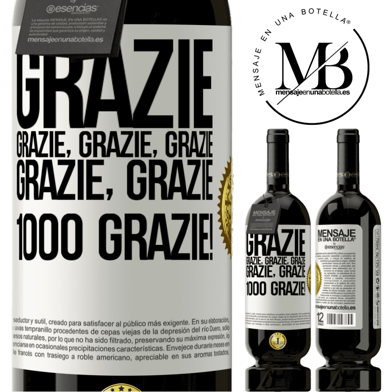 49,95 € Spedizione Gratuita | Vino rosso Edizione Premium MBS® Riserva Grazie, grazie, grazie, grazie, grazie, grazie 1000 Grazie! Etichetta Bianca. Etichetta personalizzabile Riserva 12 Mesi Raccogliere 2014 Tempranillo