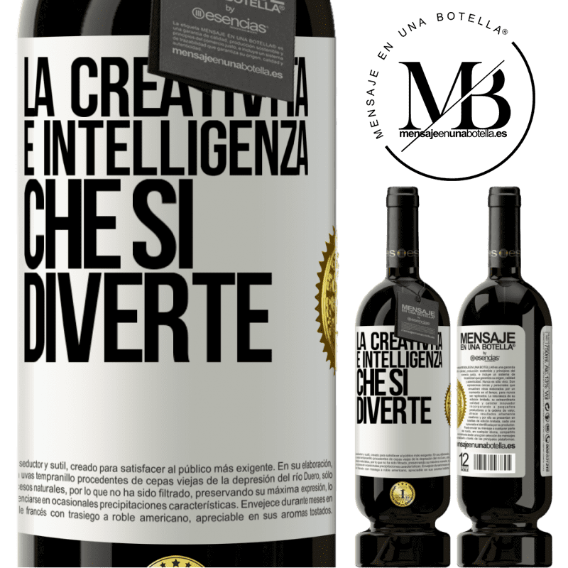 49,95 € Spedizione Gratuita | Vino rosso Edizione Premium MBS® Riserva La creatività è intelligenza che si diverte Etichetta Bianca. Etichetta personalizzabile Riserva 12 Mesi Raccogliere 2014 Tempranillo