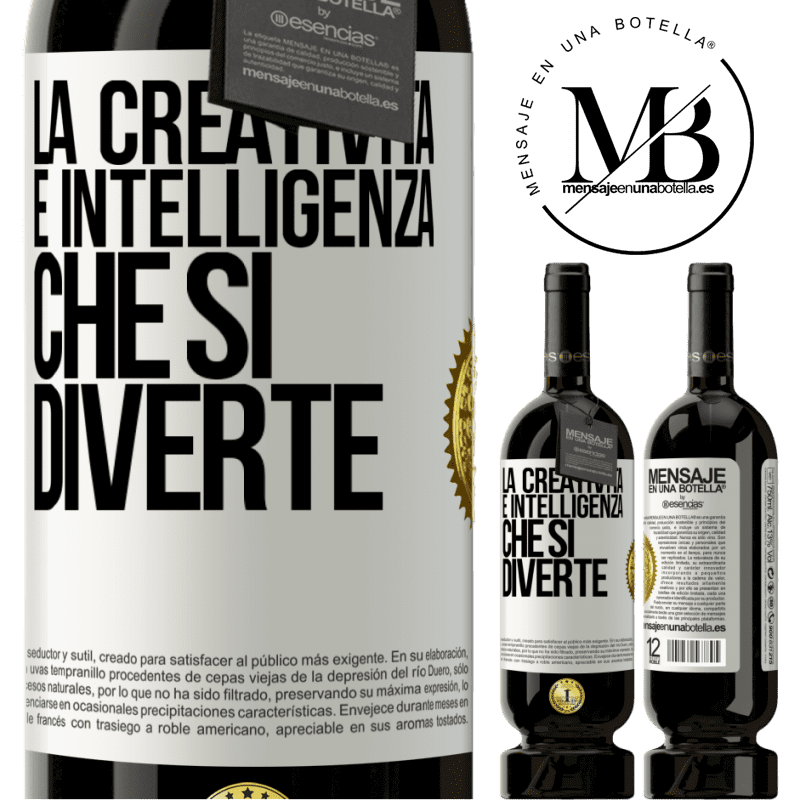 49,95 € Spedizione Gratuita | Vino rosso Edizione Premium MBS® Riserva La creatività è intelligenza che si diverte Etichetta Bianca. Etichetta personalizzabile Riserva 12 Mesi Raccogliere 2016 Tempranillo