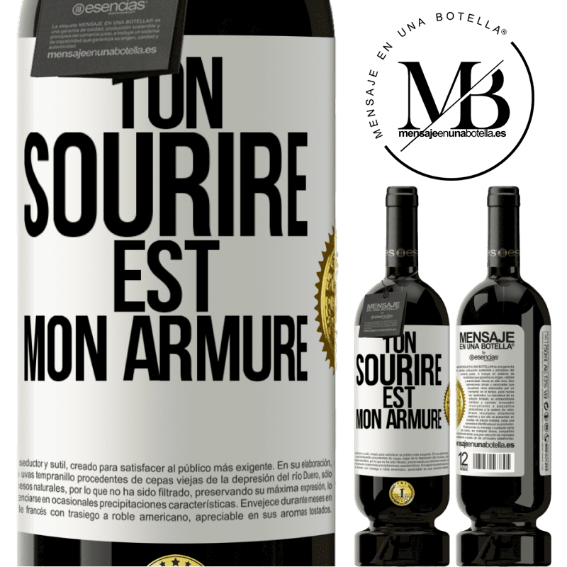 49,95 € Envoi gratuit | Vin rouge Édition Premium MBS® Réserve Ton sourire est mon armure Étiquette Blanche. Étiquette personnalisable Réserve 12 Mois Récolte 2015 Tempranillo