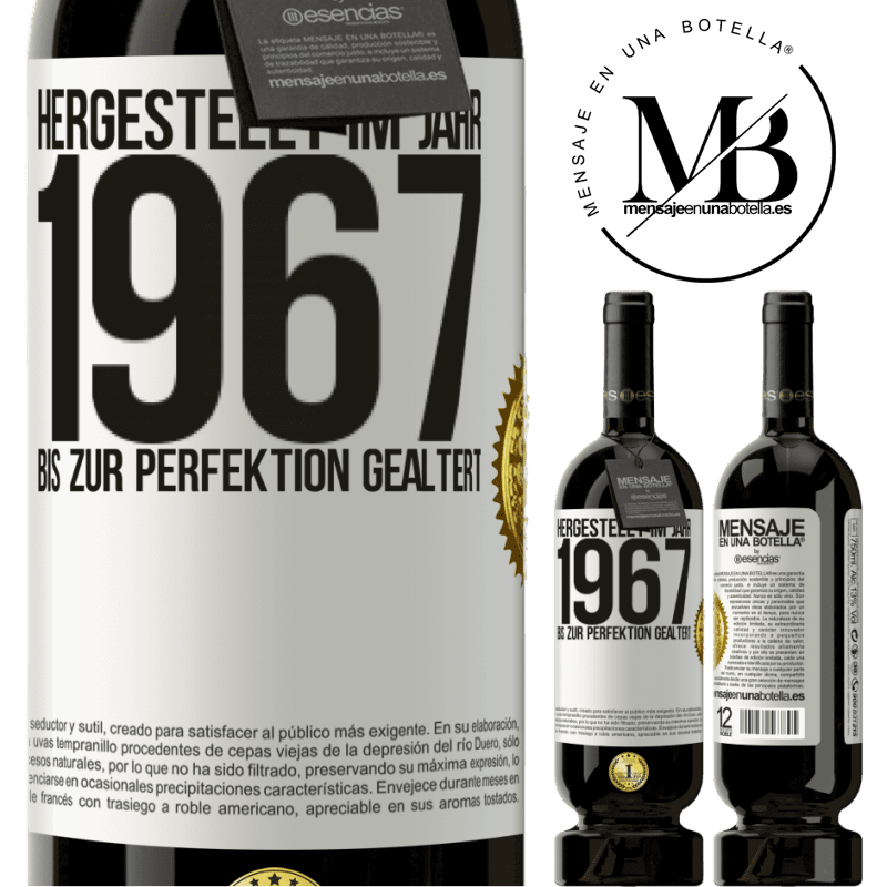 49,95 € Kostenloser Versand | Rotwein Premium Ausgabe MBS® Reserve Hergestellt im Jahr 1967. Bis zur Perfektion gealtert Weißes Etikett. Anpassbares Etikett Reserve 12 Monate Ernte 2015 Tempranillo