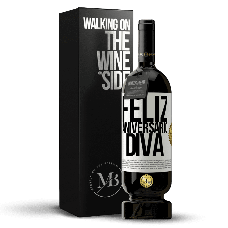 49,95 € Envio grátis | Vinho tinto Edição Premium MBS® Reserva Feliz aniversário Diva Etiqueta Branca. Etiqueta personalizável Reserva 12 Meses Colheita 2016 Tempranillo