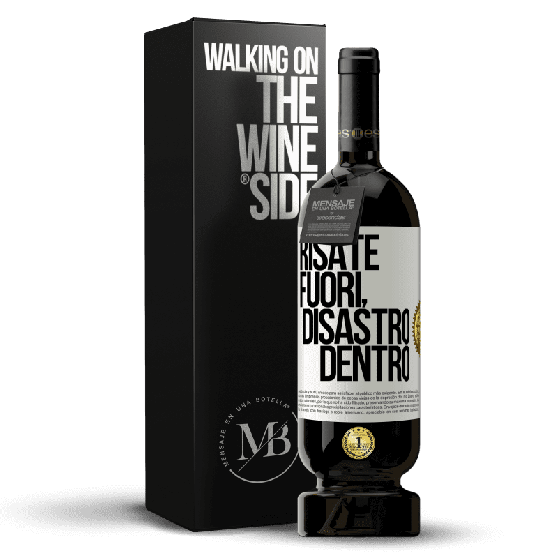 49,95 € Spedizione Gratuita | Vino rosso Edizione Premium MBS® Riserva Risate fuori, disastro dentro Etichetta Bianca. Etichetta personalizzabile Riserva 12 Mesi Raccogliere 2014 Tempranillo