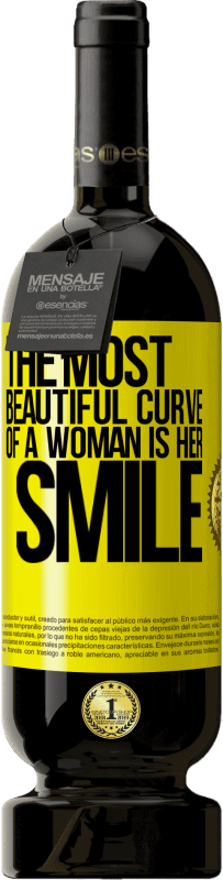 49,95 € | 赤ワイン プレミアム版 MBS® 予約する 女性の最も美しい曲線は彼女の笑顔です 黄色のラベル. カスタマイズ可能なラベル 予約する 12 月 収穫 2014 Tempranillo