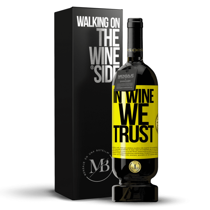 49,95 € 免费送货 | 红酒 高级版 MBS® 预订 in wine we trust 黄色标签. 可自定义的标签 预订 12 个月 收成 2016 Tempranillo