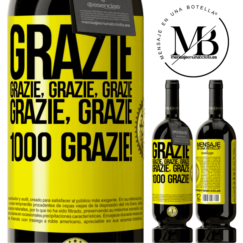 49,95 € Spedizione Gratuita | Vino rosso Edizione Premium MBS® Riserva Grazie, grazie, grazie, grazie, grazie, grazie 1000 Grazie! Etichetta Gialla. Etichetta personalizzabile Riserva 12 Mesi Raccogliere 2014 Tempranillo