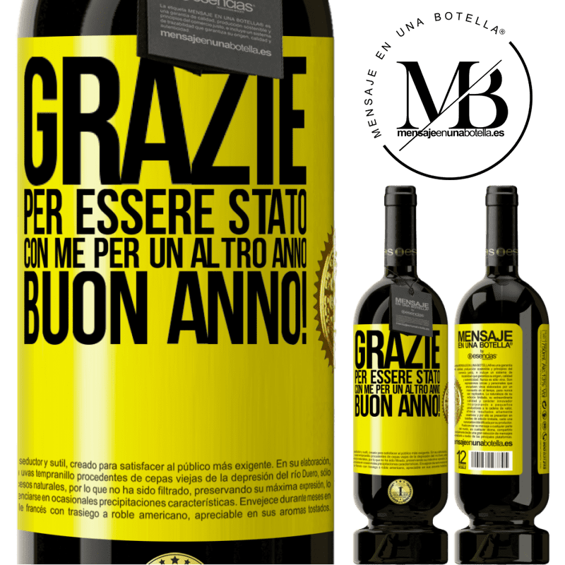 49,95 € Spedizione Gratuita | Vino rosso Edizione Premium MBS® Riserva Grazie per essere stato con me per un altro anno. Buon anno! Etichetta Gialla. Etichetta personalizzabile Riserva 12 Mesi Raccogliere 2015 Tempranillo