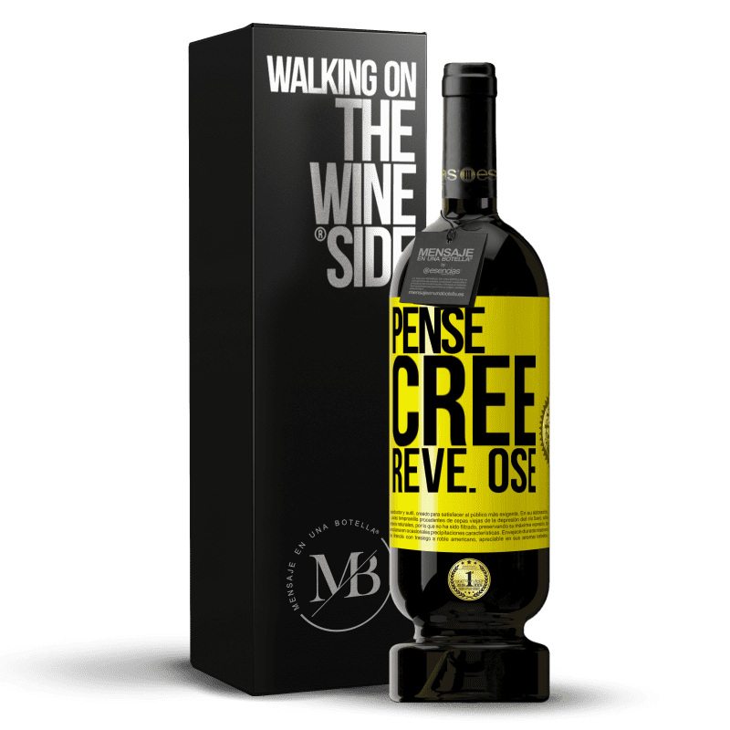 49,95 € Envoi gratuit | Vin rouge Édition Premium MBS® Réserve Pense. Crée. Rêve. Ose Étiquette Jaune. Étiquette personnalisable Réserve 12 Mois Récolte 2015 Tempranillo